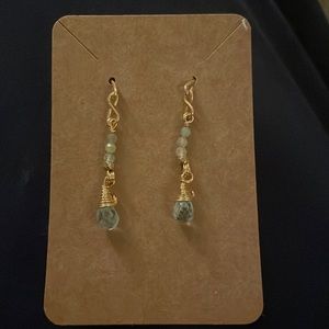 Handmade aquamarine and gold earrings